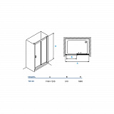 Душевая дверь "KOLLER POOL" двухсекционная  TREND TD120C 120x1900 прозрачная Transparent  6мм CALC FREE хром