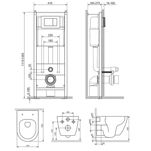 DX22.IS10151.1700 Инсталляция с клав глянц хром с подв унит Apollo безободк с сид м/лифт