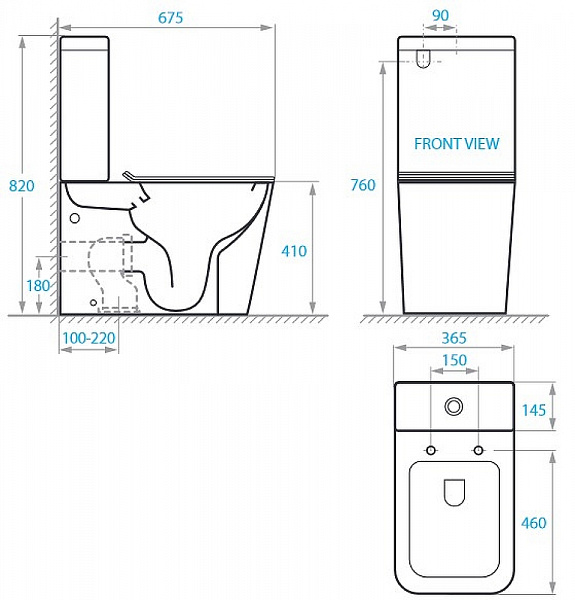 Унитаз-компакт "Koller Pool" KVADRO Rimless, сиденье дюропласт: SoftClose, Take Off, антибактериальное покрытие, система «Антивсплеск», механизм смыва Geberit