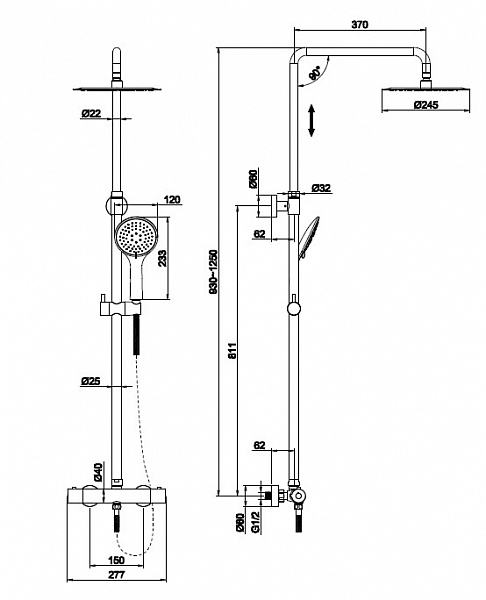 Душевая система  Cersanit Brasko A63066
