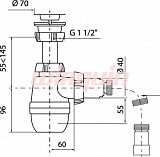 Сифон Минор с выпуском Wirquin 1½ х 40 мм и с гофротрубой L800 мм, 40 х 40/50 мм
