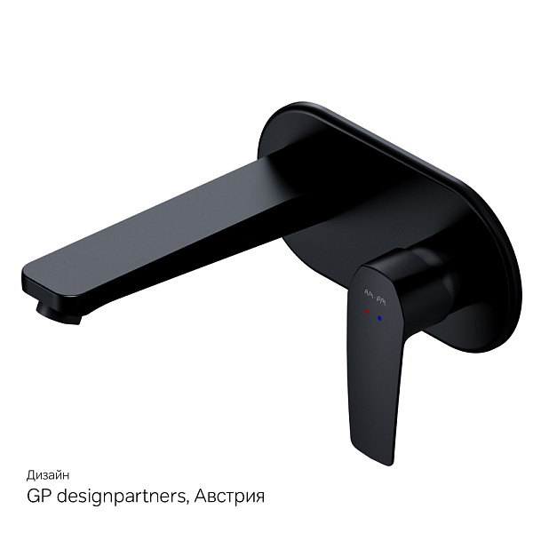 F90A72222 Gem, смеситель д/умывальника, монтируемый в стену, чёрный, шт.