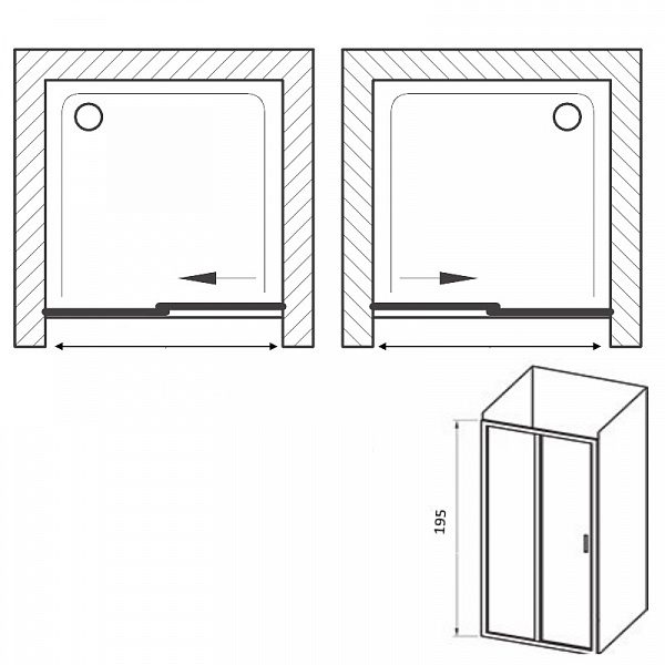 Душевая дверь Ravak Matrix MSD2-110 R белый+транспарент 0WPD0100Z1