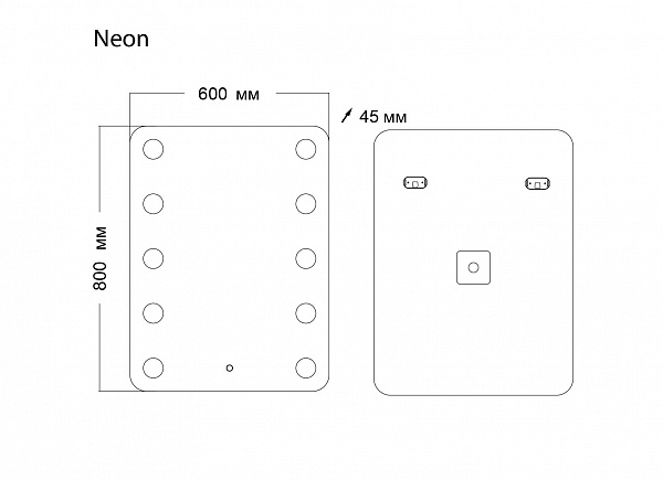 Зеркало NEON (600*800*45) LED с сенсорным выключателем и гравировкой