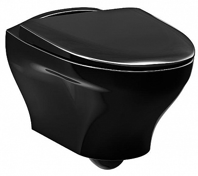 Унитаз подвесной черный Gustavsberg Estetic Hygienic Flush GB1183300S0030 безободковый, сиденье с микролифтом