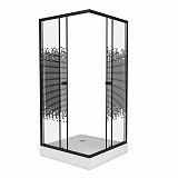 Душ. уголок NG-009-14Q BLACK (900х900х1950) низкий поддон(13см) стекло МОЗАИКА, 2 места