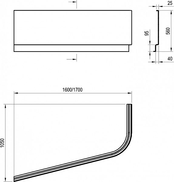 Передняя панель Ravak CHROME 160x105 белая левая CZA5100A00