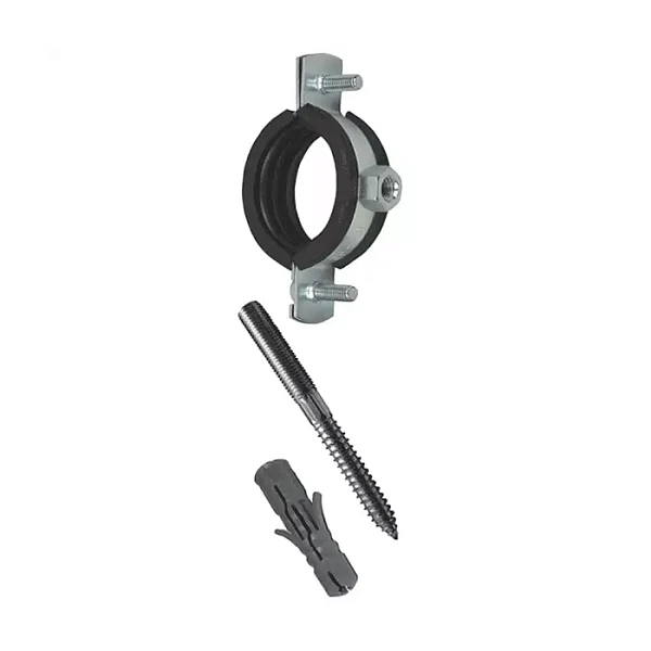 Хомут крепежный сталь оц с резиновой прокладкой Дн 60-64 (2") М8 в/к винт-шуруп, дюбель 3020 Strongman 3020.060A