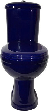 Унитаз-компакт Оскольская керамика Дора Антивсплеск Стандарт синий, нижний подвод воды, горизонтальный выпуск