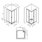 W94G-403-9090-BТ Душевое ограждение X-Joy Square Slide 90х90, черный, прозрачное