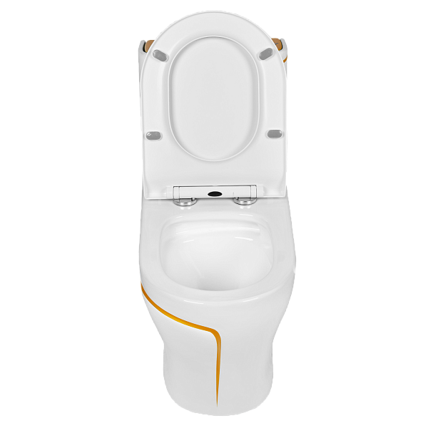 EY-9001 Унитаз -моноблок, с сиденьем термопласт с микролифтом белый/золото