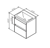 M85AFHX0552WG X-Joy, База под раковину, подвесная, 55 см, 2 ящика, белый глянец