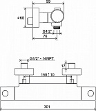 Термостатический настенный смеситель для душа Ravak Puri PU 033.00/150 X070116