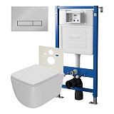 Сет: Система инсталляции Point Элемент для подвесного унитаза PN45120 + Клавиша смыва для инсталляции Point Меркурий, хром, PN44831C + Унитаз подвесной Point Меркурий безободковый, сиденье дюропласт микролифт, быстросъем, белый PN41831