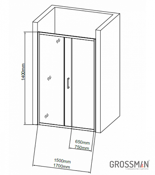 Шторка для ванны Grossman GR-150/2 140x150