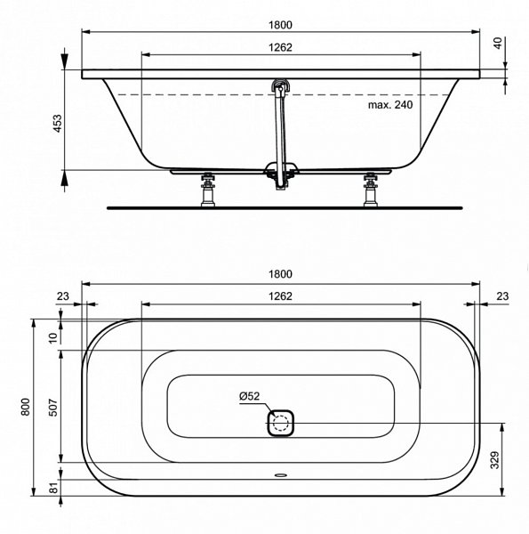 Акриловая ванна Ideal Standard Tonic II K747201 180x80