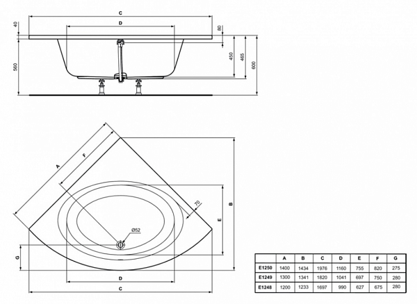 Акриловая ванна Ideal Standard Connect Air E124901 130х130