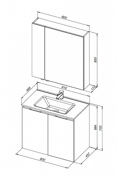 Мебель для ванной Aquanet Алвита New 80 2 дверцы, белый матовый 00274207
