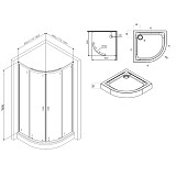 W88E-205-080MT64 X-Joy Twin Slide,  Душевое ограждение c поддоном, 80x80, профиль мат хром