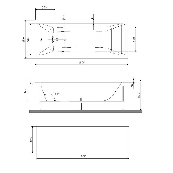 W93A-150-070W-P Gem, панель фронтальная 150x70