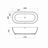 Ванна из искусственного камня Azario SOLID SURFACE 180х80х54, с хромированным сифоном