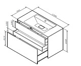M50AFHX1003WM Inspire V2.0, База под раковину, подвесная, 100 см, 3 ящика, push-to-open, белый матов