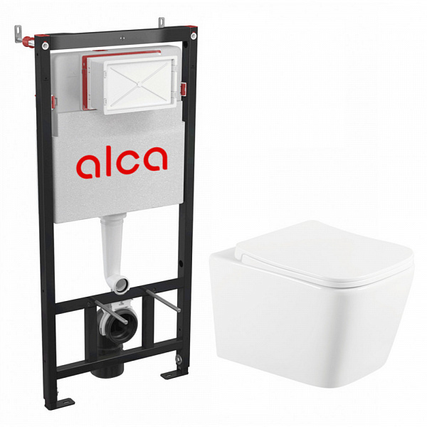 Система инсталляций Quadra :инсталяция, унитаз подвесной безободковый, сиденье дюропласт , микролифт , быстросьемное Selena Q001WG/AM101