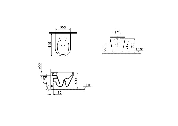 Безободковый унитаз VitrA Integra Round L-box с толстой дюропластовой крышкой микролифт, кнопка Матовый хром