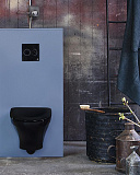 Унитаз подвесной черный Gustavsberg Estetic Hygienic Flush GB1183300S0030 безободковый, сиденье с микролифтом