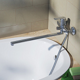 Смеситель для ванны с длинным изливом и керамическим дивертором, Ray, Iddis, RAYSBL2i10WA
