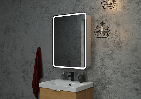 Зеркало-шкаф Континент "Elliott LED" 600х800 левый с розеткой