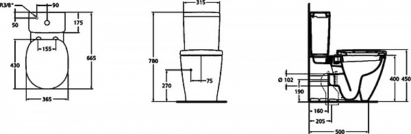 Унитаз-компакт напольный Ideal Standard Connect Cube E803701