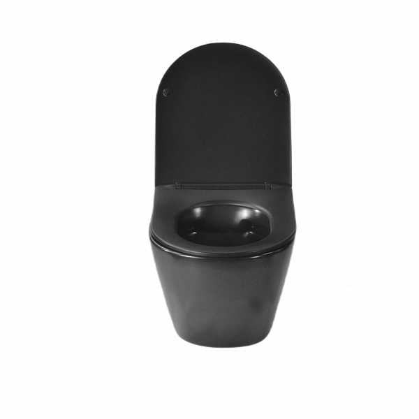 Унитаз подвесной Circulo , черный матовый,  горизонтальный выпуск, безободковый, в комплекте с  быстросьемным сиденьем микролифт  дюропласт Selena C001NM
