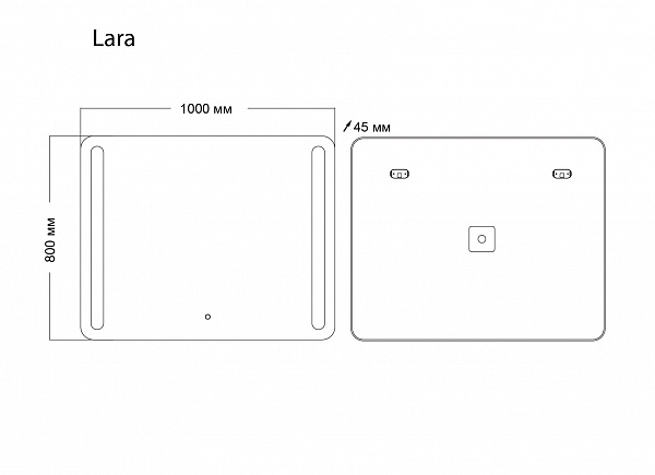 Зеркало LARA (1000*800*45) LED с сенсорным выключателем и гравировкой