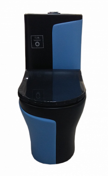 EY-9006 Унитаз -моноблок, с сиденьем термопласт с микролифтом черно-голубой