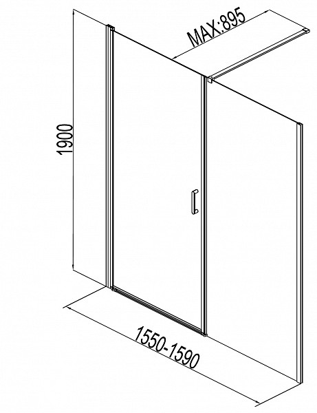 Душевая дверь Aquanet Cinetic 160, прозрачное стекло (AE12-N-80H190U-CT + AE12-F-80H190U-CT) AE12-N-80H190U-CT + AE12-F-80H190U-CT